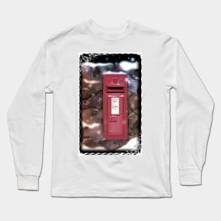 Traditional Red Post Box Christmas design { version 2 } Long Sleeve T-Shirt